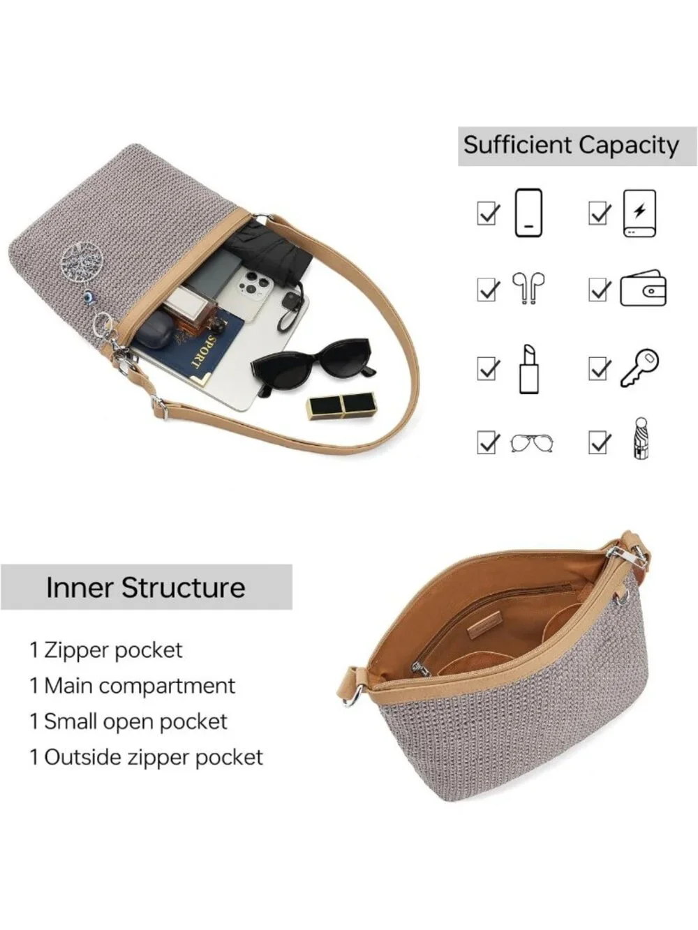 Chic Small Woven Crochet Crossbody Purse for Women - Perfect Vacation Bag